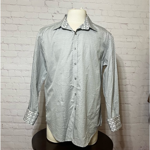 ROBERT GRAHAM LONG SLEEVE BUTTON DOWN SHIRT XL flip cuff detail GUC *stain - Picture 1 of 15